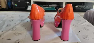 Zapatos fiesta naranjas y rosas plataforma