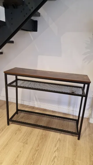 Mesa consola industrial madera y metal