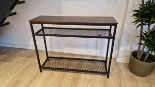 Mesa consola industrial madera y metal