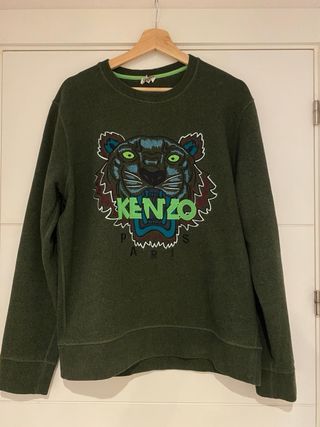 Sudadera Kenzo Verde con Tigre Multicolor