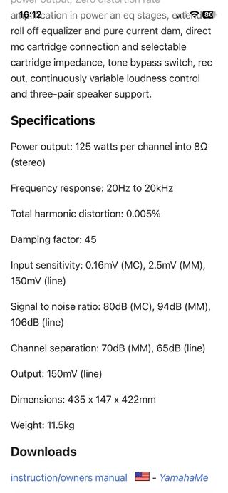 Amplificador Yamaha A-1020 Negro
