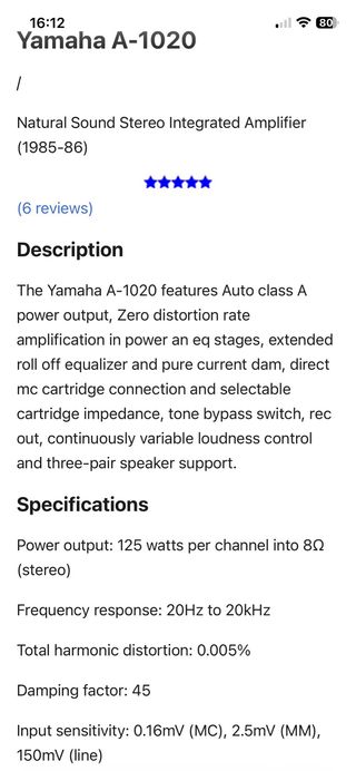 Amplificador Yamaha A-1020 Negro