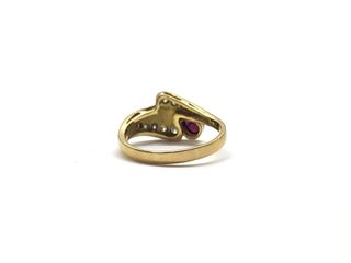 anillo oro 18k con piedra con diamante,rubi