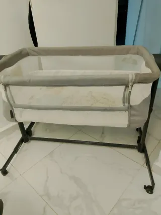 Mini Cuna Gris y Blanca