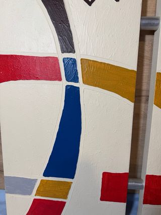 Cuadro lienzo decorativo beig y rojo