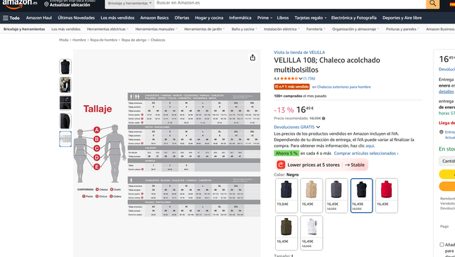 Chaleco acolchado multibolsillos Velilla