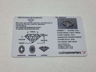 sortija oro 18k con piedra con diamante de laboratorio