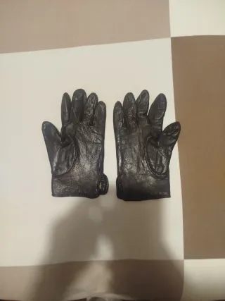 Guantes de piel negros mujer