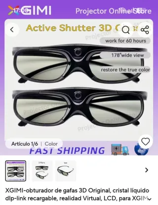 TRES Gafas 3D XGIMI Obturador Activo Recargables