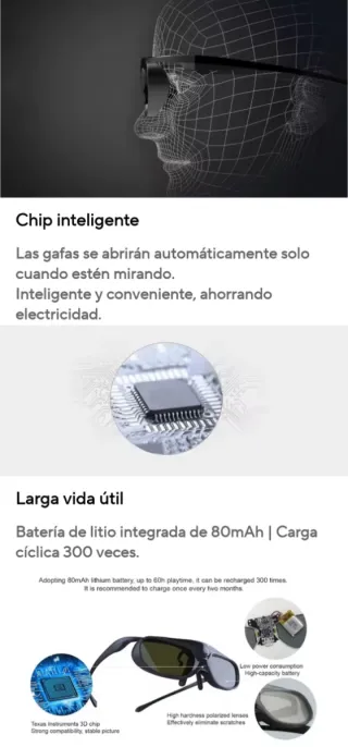 TRES Gafas 3D XGIMI Obturador Activo Recargables