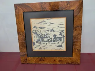 Cuadro decorativo madera y papel