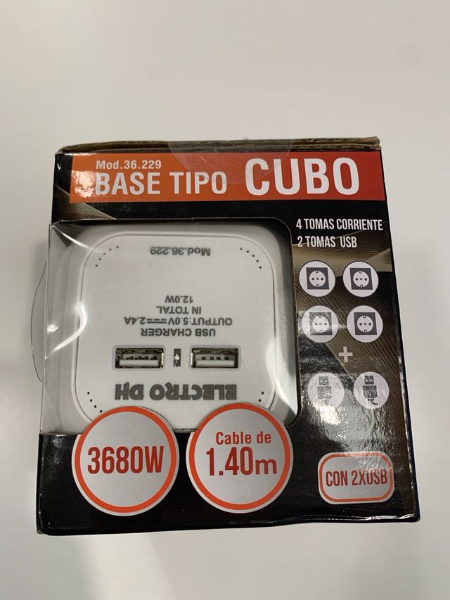 Base Enchufe Cubo 4 Tomas + 2 USB Electro DH