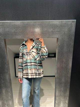 Chaqueta de cuadros marrón y verde