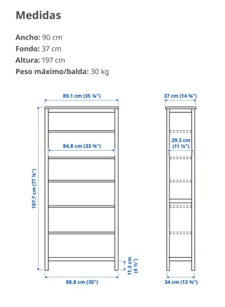 Librería HEMNES IKEA Blanco/Marrón Claro