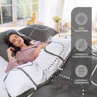 Copripiumino Singolo Dreamzie Grigio/Bianco FD117
