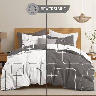 Copripiumino Singolo Dreamzie Grigio/Bianco FD117