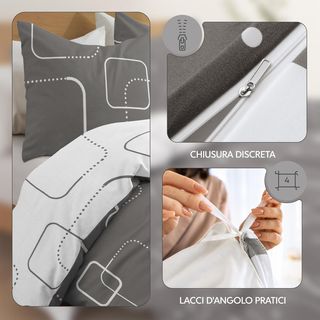 Copripiumino Singolo Dreamzie Grigio/Bianco FD117