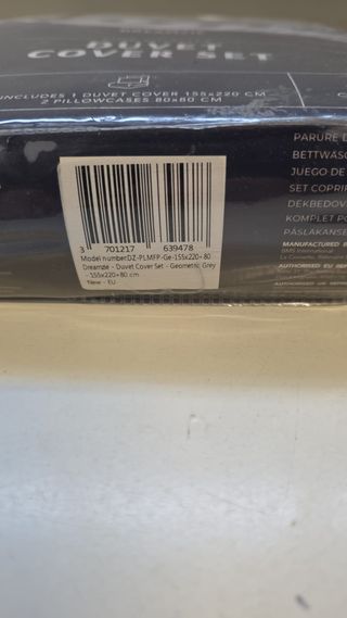 Copripiumino Singolo Dreamzie Grigio/Bianco FD117