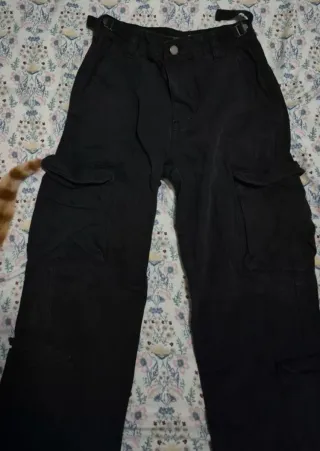 Pantalones Cargo Negros Anchos