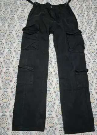 Pantalones Cargo Negros Anchos
