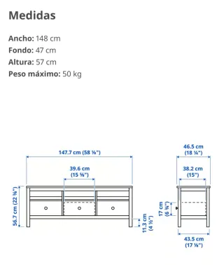 Mueble TV IKEA HEMNES Blanco/Marrón