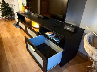 Mueble TV negro con cajones 180cm