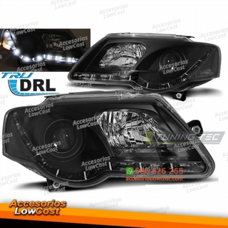 FAROS TRUE DRL NEGRO compatible con VW PASSAT B6