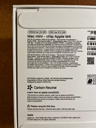 Mac Mini M4 2025 - 512GB SSD - 24GB RAM