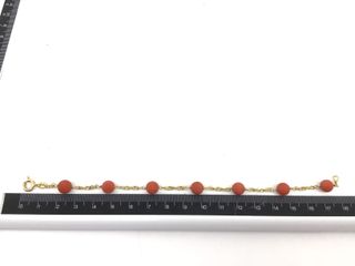 pulsera oro 18k con piedra con coral
