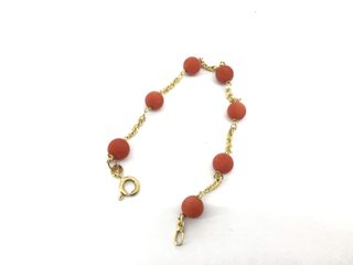 pulsera oro 18k con piedra con coral