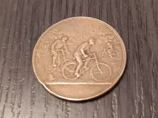 Antigua Moneda Medalla Bronce Ciclista Art Nouveau