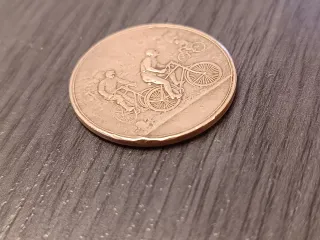 Antigua Moneda Medalla Bronce Ciclista Art Nouveau