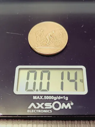 Antigua Moneda Medalla Bronce Ciclista Art Nouveau