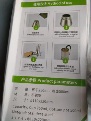 Cafetera para camping Italiana Acero Inoxidable