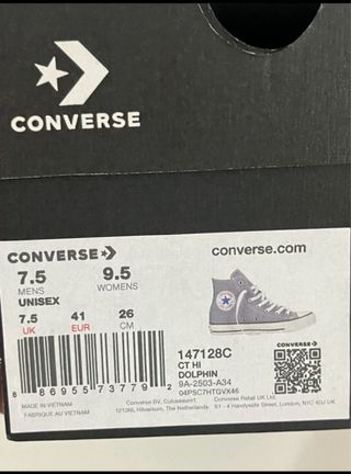 Converse Ctas Hi Talla 40 Grey/white/black