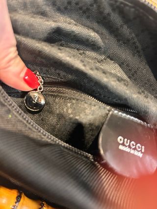 Borsa Gucci Bamboo Vintage tela e pelle Nera
