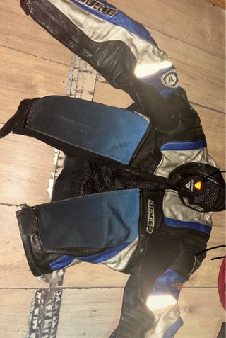 Chaqueta Traje moto Dainese Cuero Negro/Azul