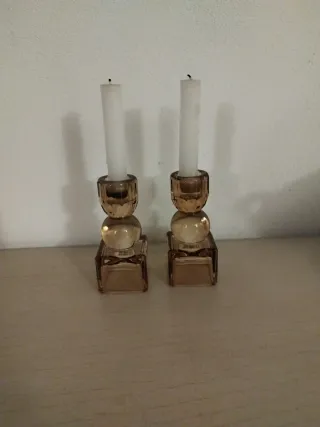 Coppia Portacandele Vetro Design Moderno