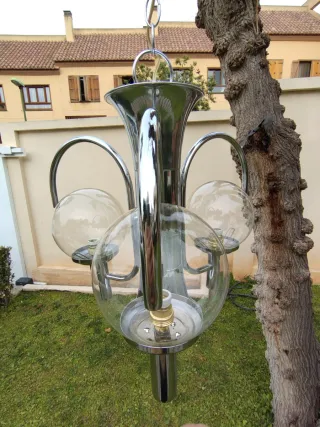 Lámpara vintage Space Age con globos transparentes