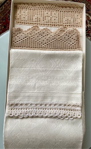 Tris Asciugamani Vintage Lino Anni '70