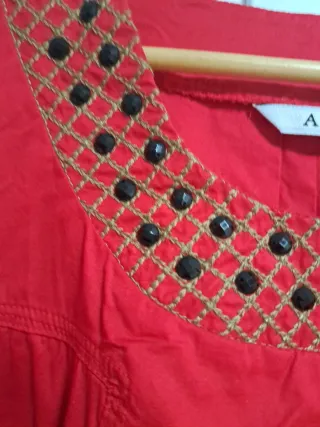 Vestido rojo bordado talla XL