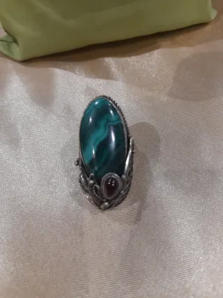 Parure gioielli antichi malachite e granato