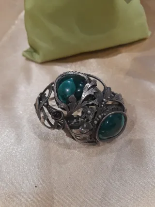 Parure gioielli antichi malachite e granato