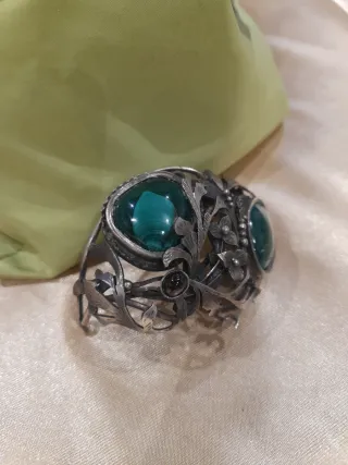 Parure gioielli antichi malachite e granato