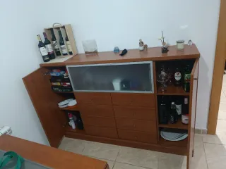 Comedor completo madera y cristal