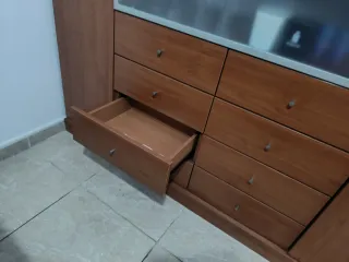 Comedor completo madera y cristal