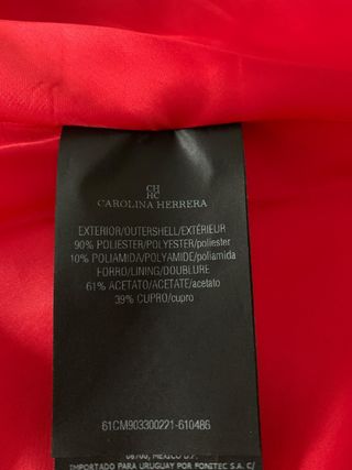 Vestido Carolina Herrera Rojo Cuadros