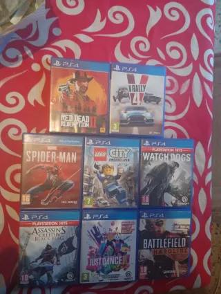 Lote 8 Juegos PS4: Red Dead 2, VRally 4, Spider-Ma