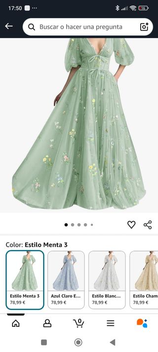 Vestido verde con flores y mariposas