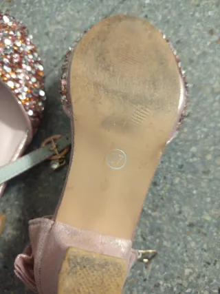 Zapatos niña tacón lentejuelas lazo número 27